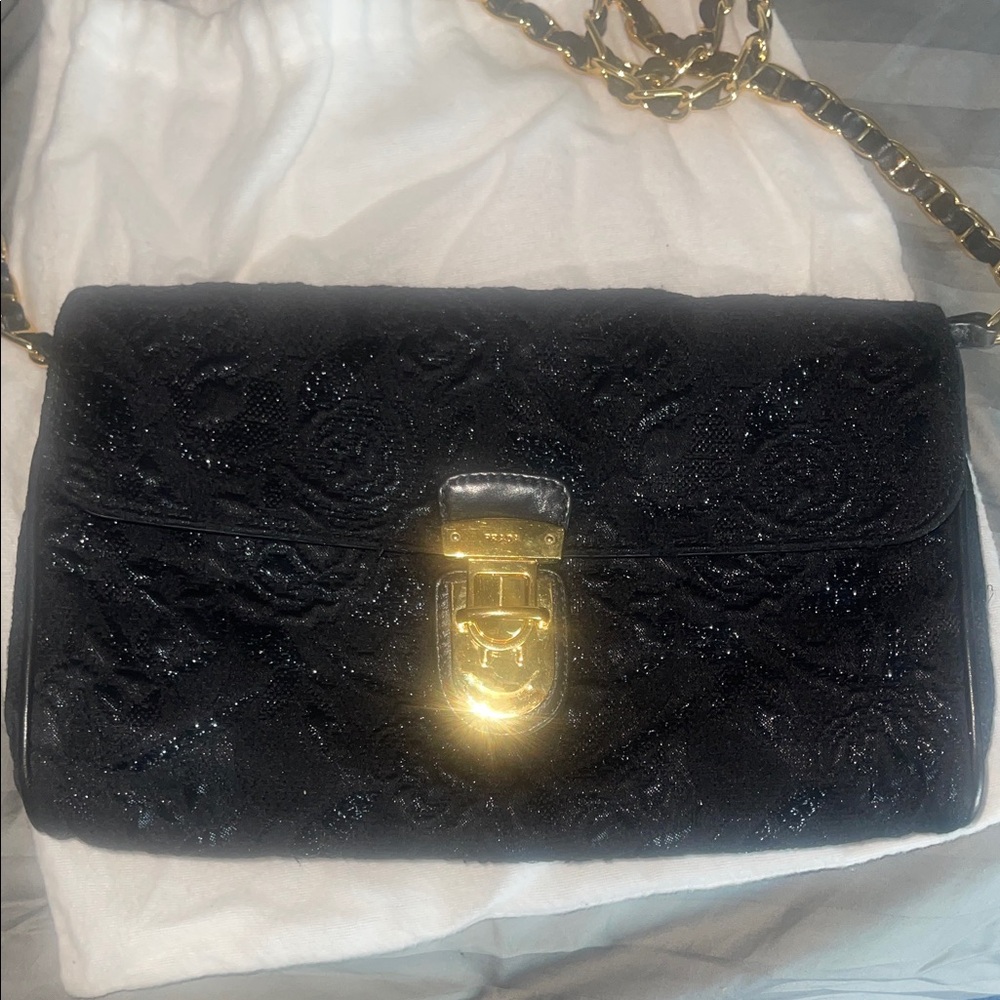 Black Quilted Crossbody Bag with Gold Chain and Turn-Lock